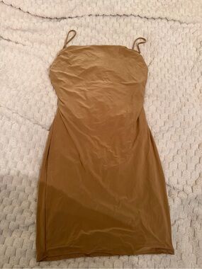 Missguided+ Camel Bodycon Spaghetti Strap Mini Dress